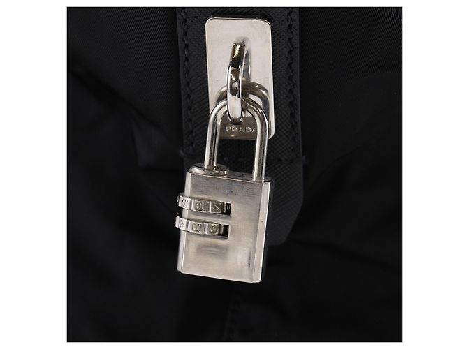 Prada Black Saffiano Trimmed Tessuto Reisetasche Schwarz - Ansicht 18