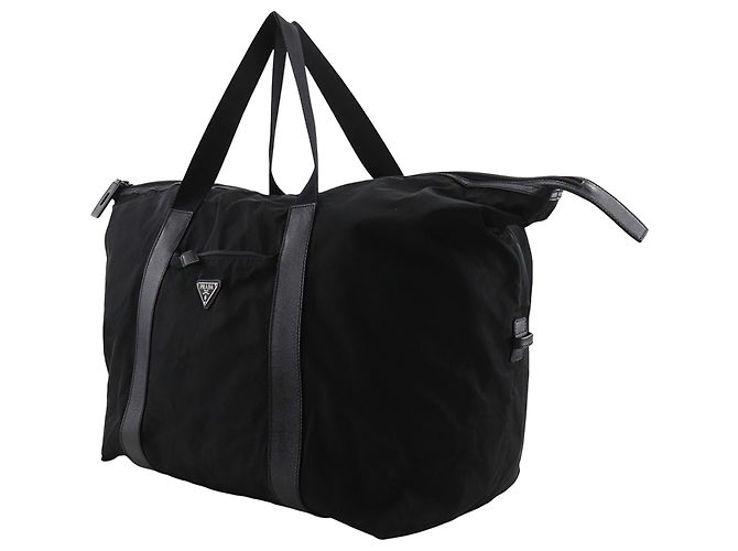 Prada Black Saffiano Trimmed Tessuto Reisetasche Schwarz - Ansicht 2