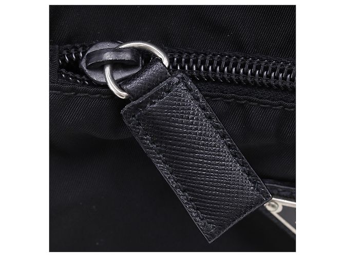 Prada Black Saffiano Trimmed Tessuto Reisetasche Schwarz - Ansicht 9