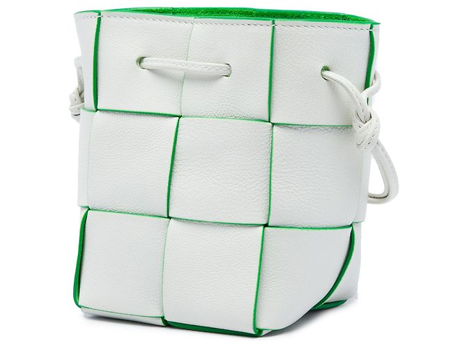 Borsa a secchiello Bottega Veneta White Mini Nappa Maxi Intrecciato Cassette Bianco Bianco sporco - vista 2