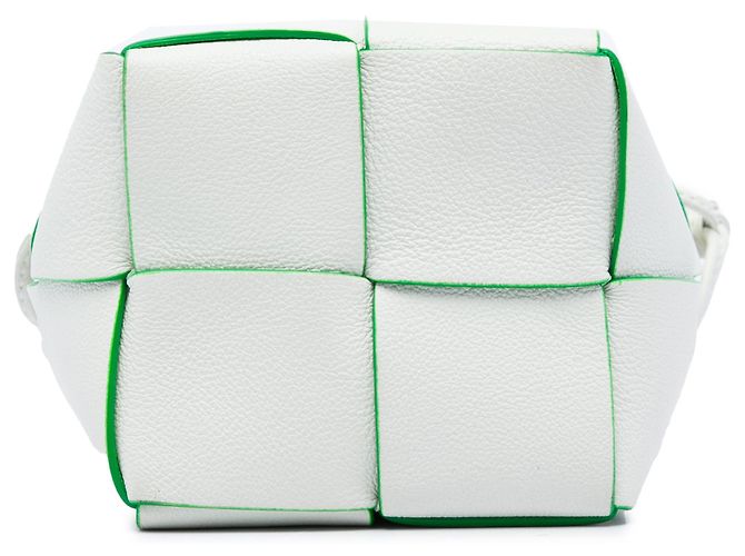 Borsa a secchiello Bottega Veneta White Mini Nappa Maxi Intrecciato Cassette Bianco Bianco sporco - vista 3