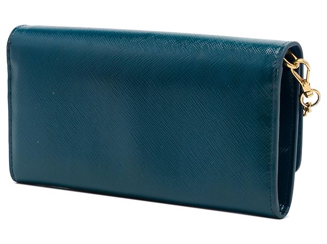 Portefeuille avec chaîne Prada Blue Saffiano Lux Bleu - vue 2