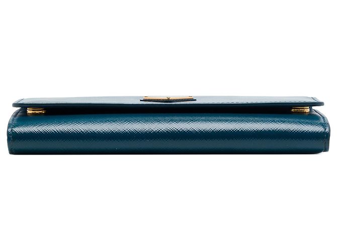 Portefeuille avec chaîne Prada Blue Saffiano Lux Bleu - vue 3