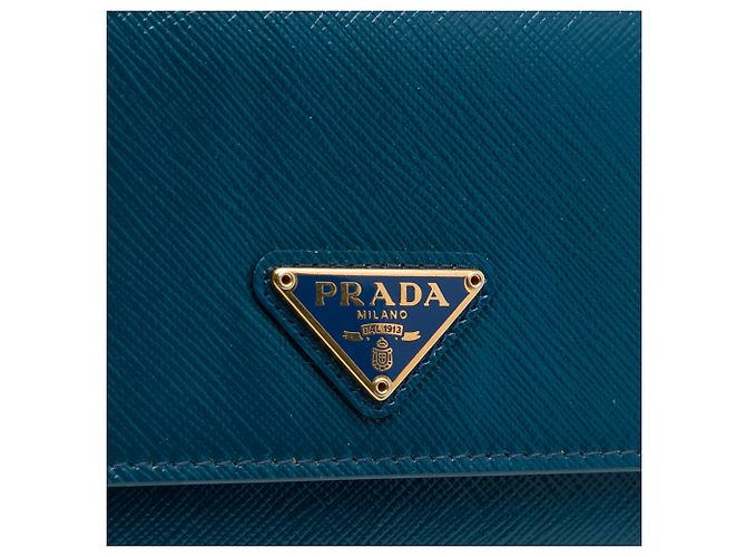 Portefeuille avec chaîne Prada Blue Saffiano Lux Bleu - vue 5