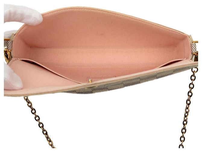 Pochette Félicie Louis Vuitton Pochette Felicie em Damier Azur branco - vista 4