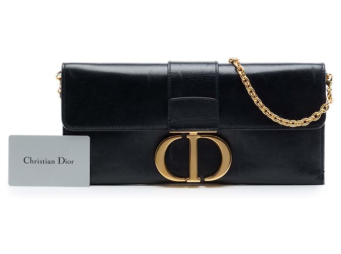 Clutch Montaigne 30 in pelle nera con catena Dior Nero - vista 7