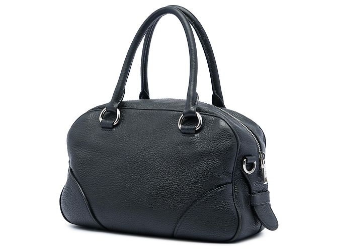 Borsa Boston Prada Nera in Vitello Daino con Tasca Anteriore Nero - vista 2
