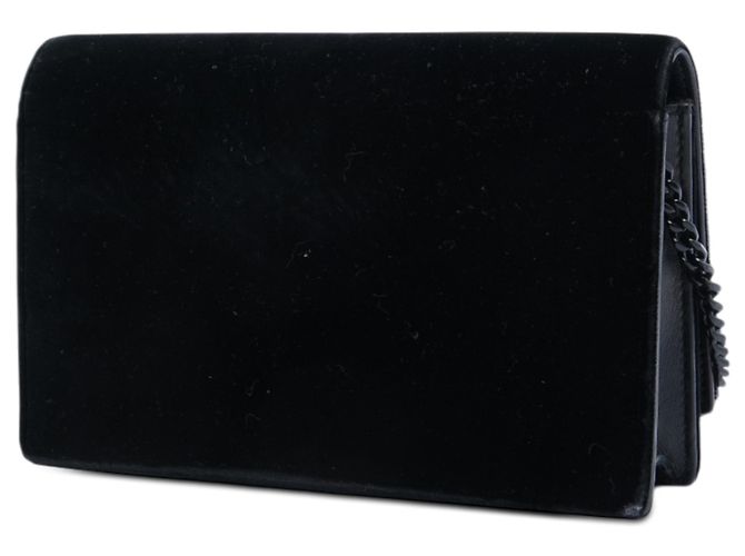 Portafoglio con catena Kate Monogram in velluto nero e cristalli Saint Laurent - vista 2