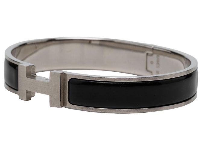 Bracciale Hermès Clic H in smalto nero stretto GM - vista 2