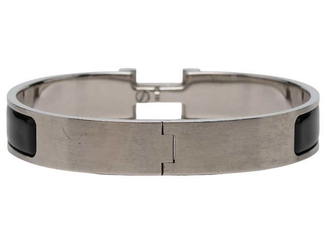 Bracciale Hermès Clic H in smalto nero stretto GM - vista 3