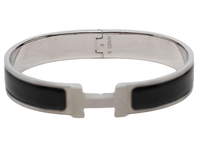 Bracciale Hermès Clic H in smalto nero stretto GM - vista 4