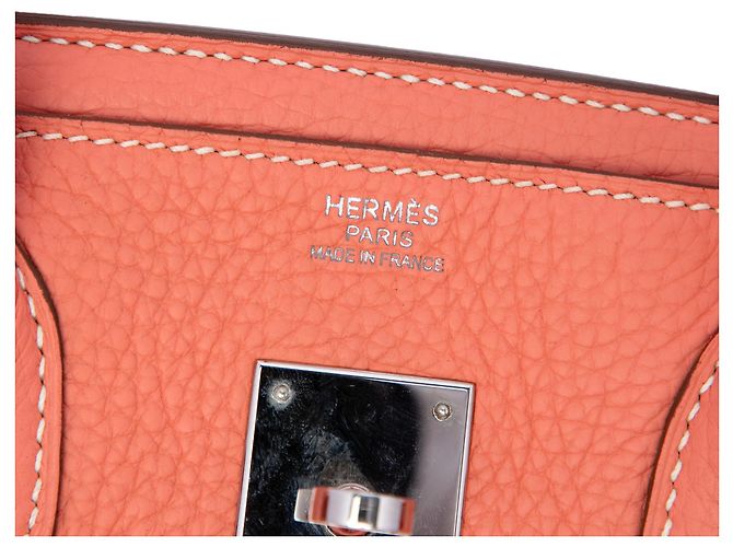 Hermès Orange Clemence Birkin Retourne 30 Arancione Pesca - vista 5