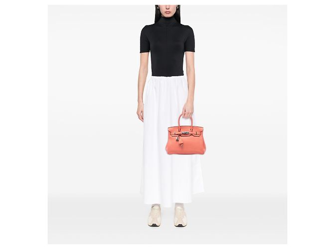 Hermès Orange Clemence Birkin Retourne 30 Arancione Pesca - vista 6