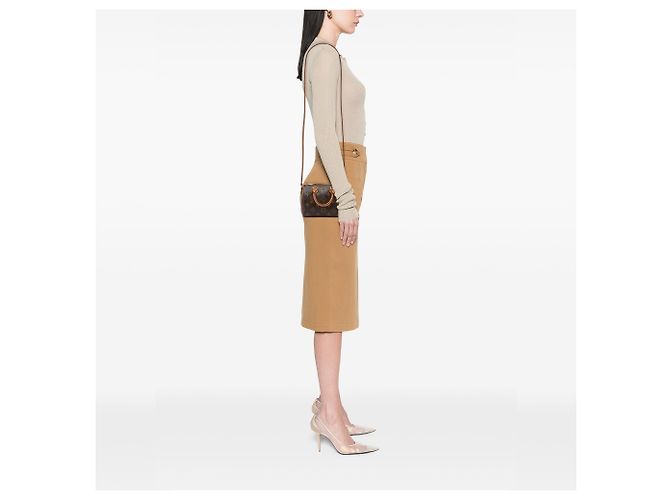 Louis Vuitton Brown Monogram Nano Speedy Bandouliere - view 6