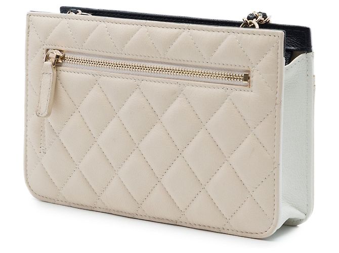 Wallet On Chain Chanel Brown CC Tricolor gesteppte Ziegenleder Multi-Pocket Wallet mit Kette Braun - Ansicht 2