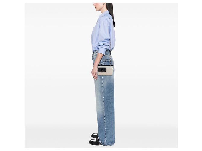 Wallet On Chain Chanel Brown CC Tricolor gesteppte Ziegenleder Multi-Pocket Wallet mit Kette Braun - Ansicht 6
