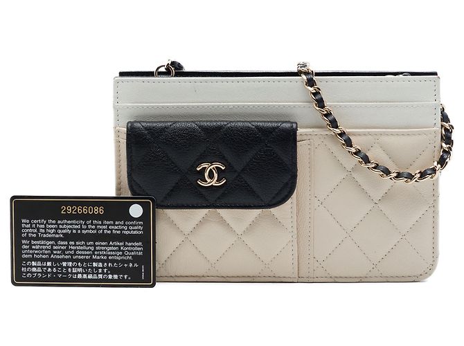 Wallet On Chain Chanel Brown CC Tricolor gesteppte Ziegenleder Multi-Pocket Wallet mit Kette Braun - Ansicht 7