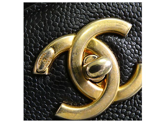 Borsa Chanel Black CC Caviar Nero - vista 5