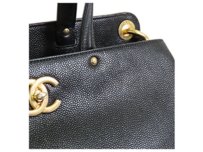 Borsa Chanel Black CC Caviar Nero - vista 6