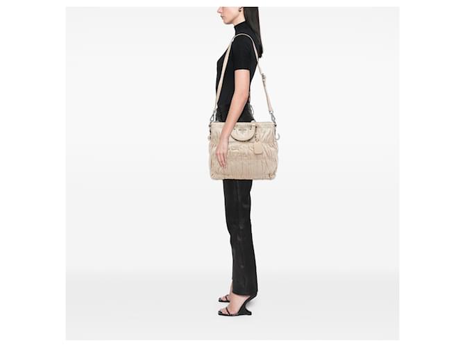 Borsa Prada Beige Nappa Gaufre - vista 6