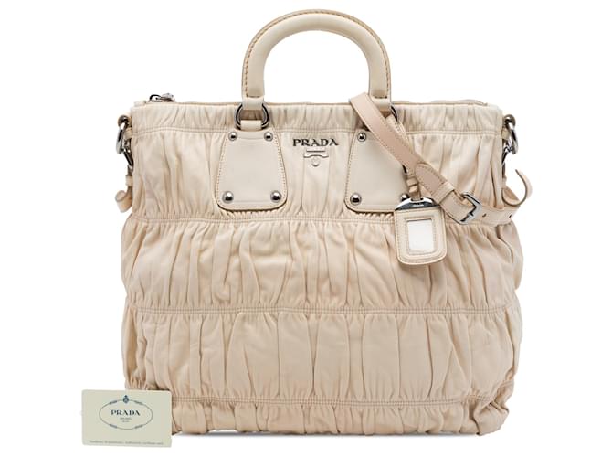 Borsa Prada Beige Nappa Gaufre - vista 7