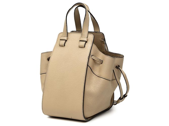 Sac Hammock en cuir de veau grainé mini marron LOEWE Beige - vue 2