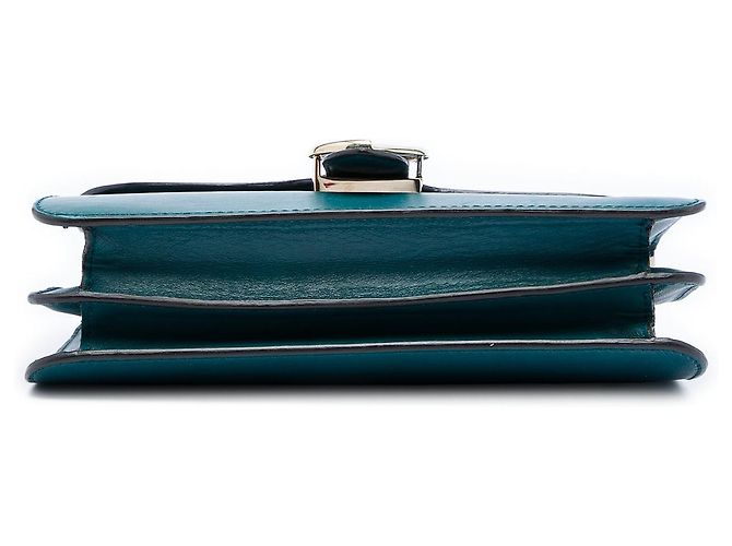 Borsa a tracolla Gucci 1973 Flap in pelle di vitello blu Medium - vista 3