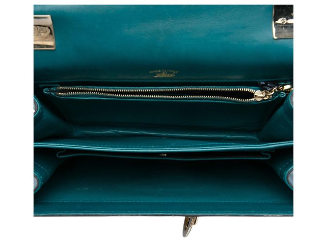 Borsa a tracolla Gucci 1973 Flap in pelle di vitello blu Medium - vista 4