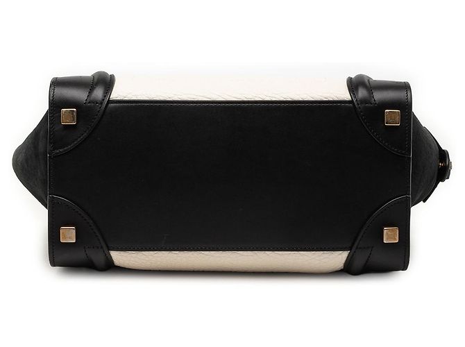 Céline Tote Luggage in nubuck bicolore micro e pelle di vitello granulata bianca Celine Bianco - vista 3