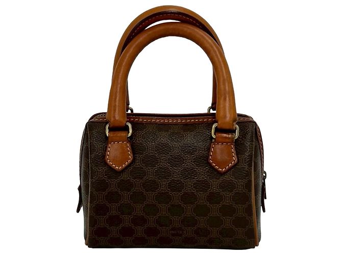 Céline Borsa satchel in tela rivestita Macadam marrone Celine - vista 2