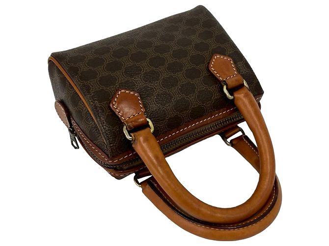 Céline Borsa satchel in tela rivestita Macadam marrone Celine - vista 3
