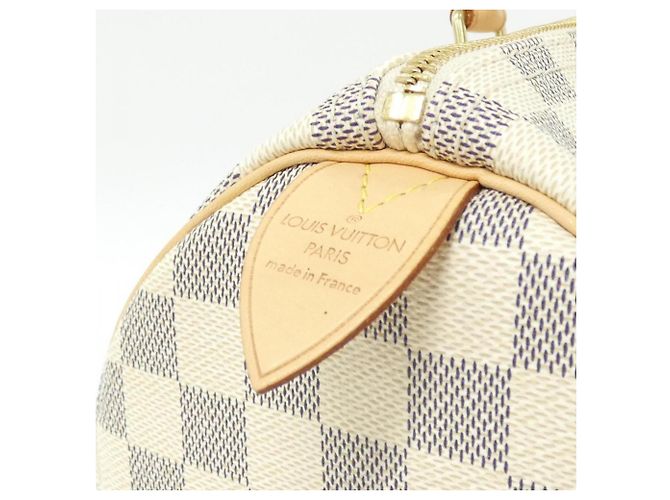 Borsa Boston Louis Vuitton Damier Azur Speedy Bianco Blu - vista 4