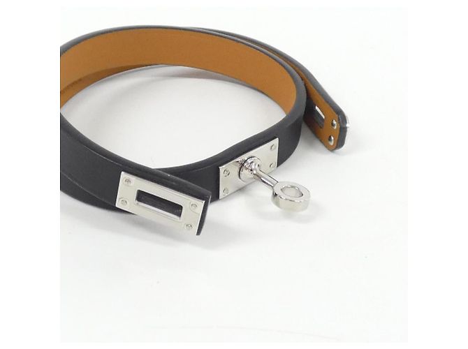 Hermès Bracciale Hermes Mini Kelly Double Tour Nero Argento - vista 4