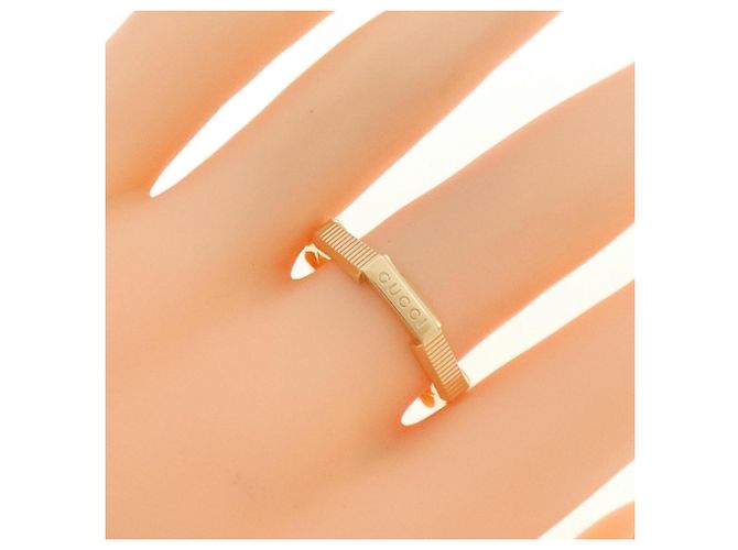 Anello Gucci a righe in oro giallo D'oro - vista 4