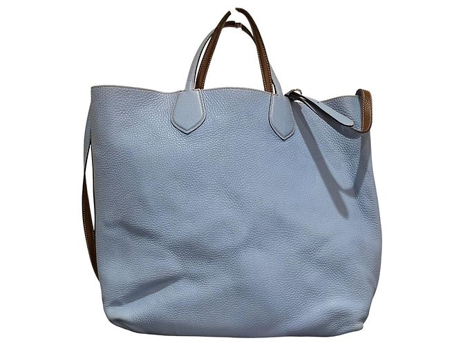 Gucci Ledertote-Tasche Braun Hellblau - Ansicht 2