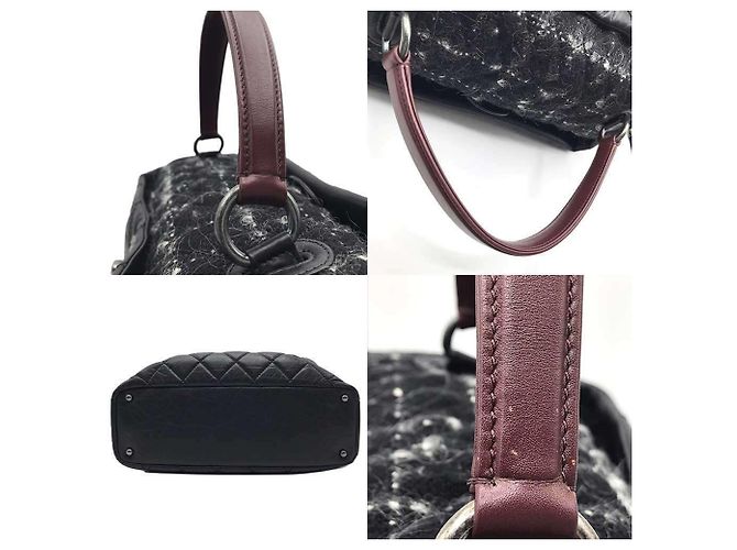 Bolsa de ombro Chanel Portobello em tweed e couro matelassê Preto - vista 4