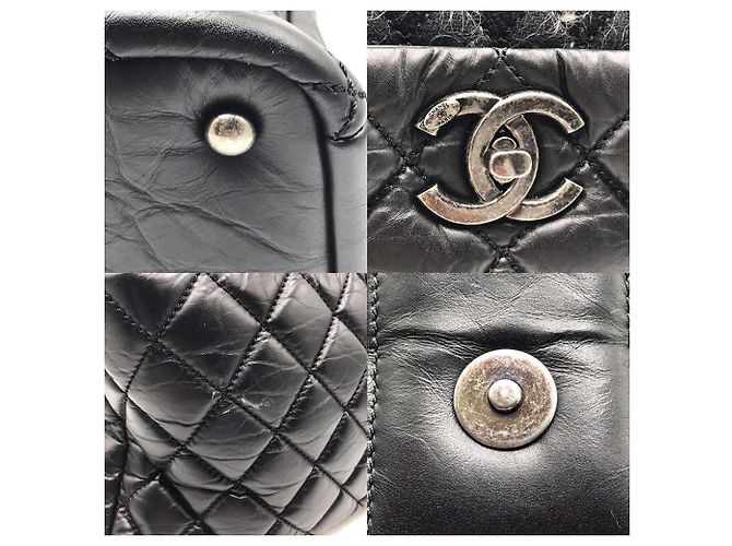 Bolsa de ombro Chanel Portobello em tweed e couro matelassê Preto - vista 5