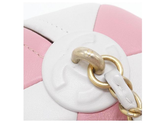 Borsa a tracolla in pelle rosa e bianca Chanel AS0512 Bianco - vista 2