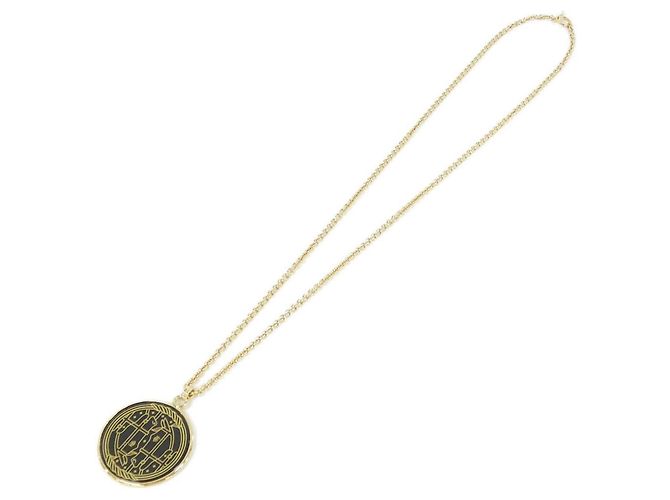 Hermès Hermes QUADRIGE Medaille GM Halskette Schwarz Golden Gelb - view 2