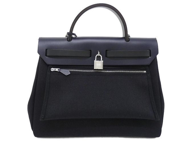 Hermès Borsa Hermes Herbag Zip Quadricolor PM Nero Blu Damier ebene - vista 2
