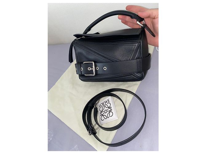 Borsa Loewe Puzzle Biker in pelle nera Nero - vista 2