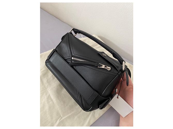 Borsa Loewe Puzzle Biker in pelle nera Nero - vista 3