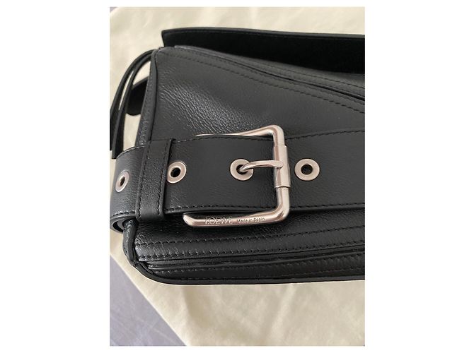 Borsa Loewe Puzzle Biker in pelle nera Nero - vista 5