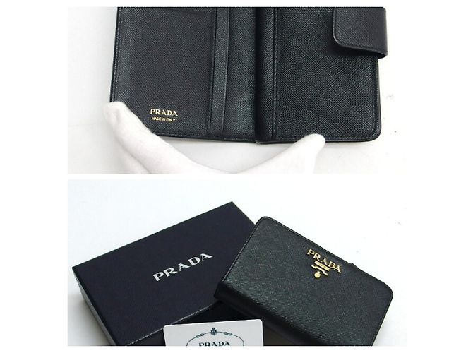Prada Saffiano Metal Bi-fold Medium Wallet Schwarz - Ansicht 4