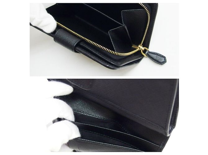 Prada Saffiano Metal Bi-fold Medium Wallet Schwarz - Ansicht 5