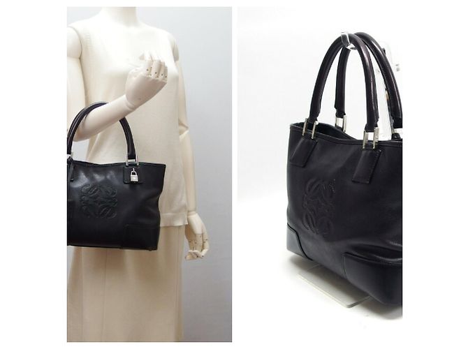 Borsa Tote Loewe Amazona Fusta Small Nero - vista 3