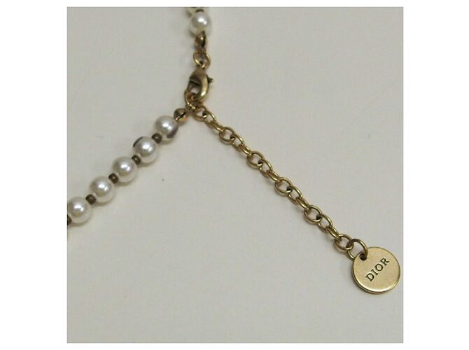 Collana in perle finte e strass Christian Dior Bianco - vista 11