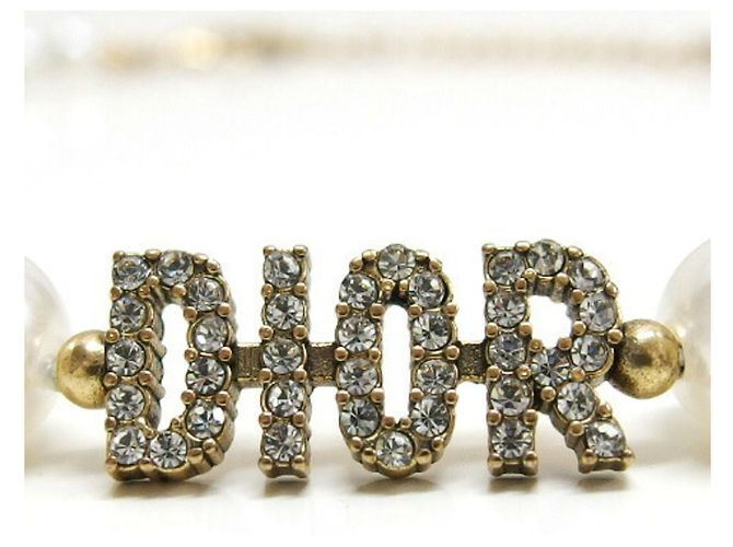Collana in perle finte e strass Christian Dior Bianco - vista 5
