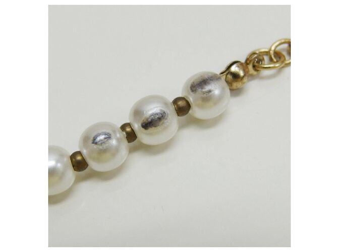 Collana in perle finte e strass Christian Dior Bianco - vista 8