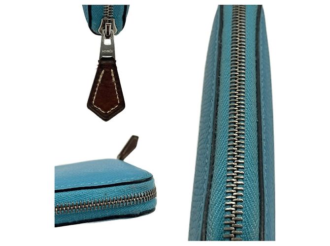 Hermès Cartera compacta de seda Azap Hermes Azul - vista 5
